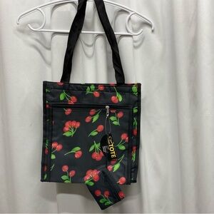 Cherry tote bag y2k black gym diaper purse beach bag new with tags